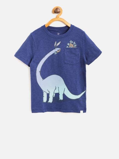 

GAP Boy Short Sleeve T-Shirt with Patch Pocket Graphics, Navy blue