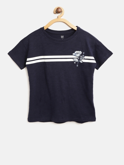 

GAP Girls Chest-Stripe Short Sleeve T-Shirt, Navy blue