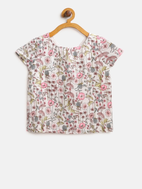

GAP Girls Floral Button-Back Top, White