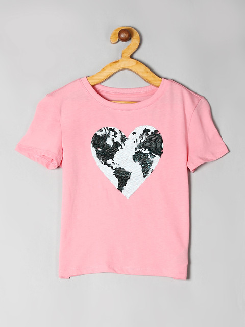 

GAP Girls Pink Printed Round Neck T-shirt