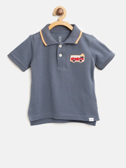 

GAP Baby Boy's Embroidered Patch Polo T-shirt, Charcoal