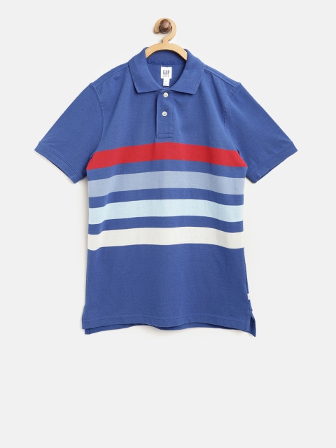 

GAP Boys' Stripe Pique Polo Shirt in Stretch, Blue