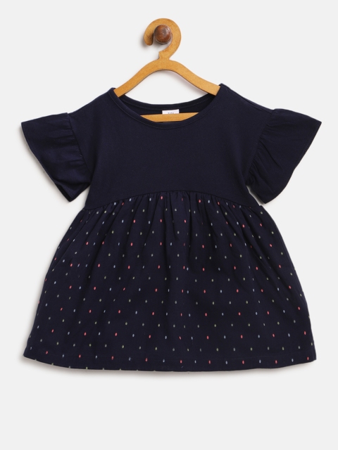 

GAP Girl Flutter Sleeve Mix Dress, Navy blue