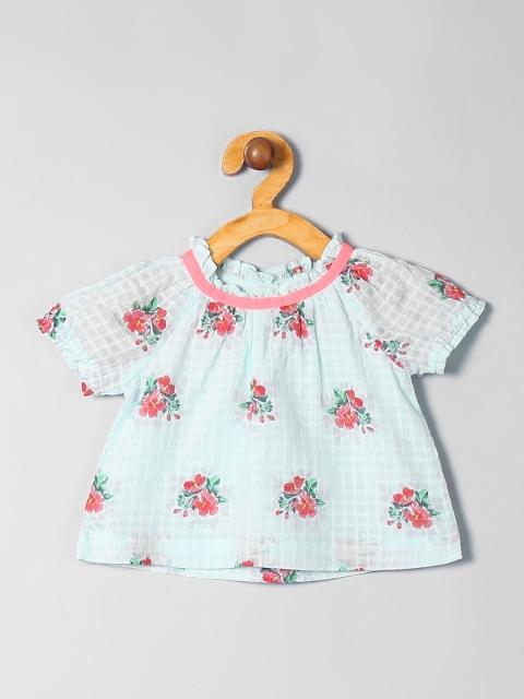 

GAP Girl Floral Print Pure Cotton Top, Blue