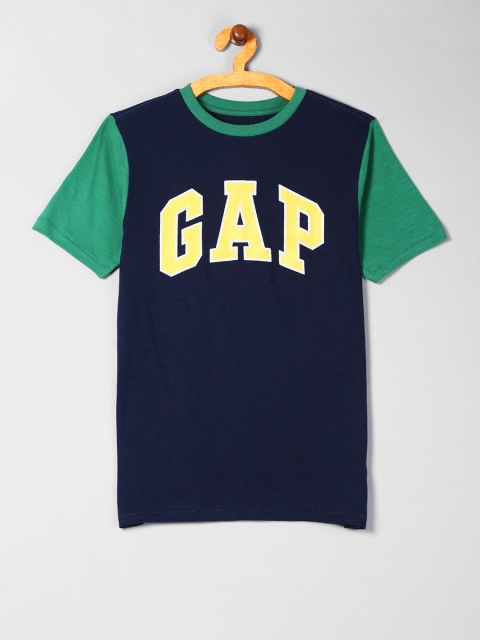 

GAP Boys Navy Blue & Green Logo Short Sleeve T-Shirt
