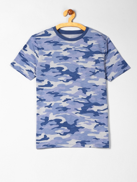 

GAP Boys Blue Camo Textured Short Sleeve Shirt