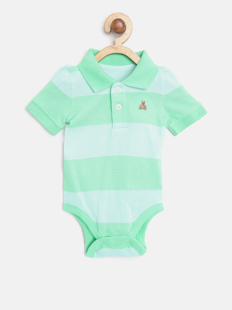 

GAP Baby Boy Stripe Short Sleeve Polo Bodysuit, Green