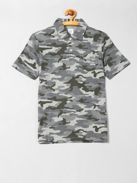 

GAP Boys Grey Camo Textured Short Sleeve Shirt, Green