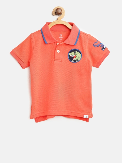 

GAP Baby Boy's Embroidered Patch Polo T-shirt, Coral