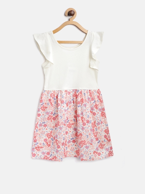 

GAP Girls Flutter Floral Mix-Fabric Dress, White