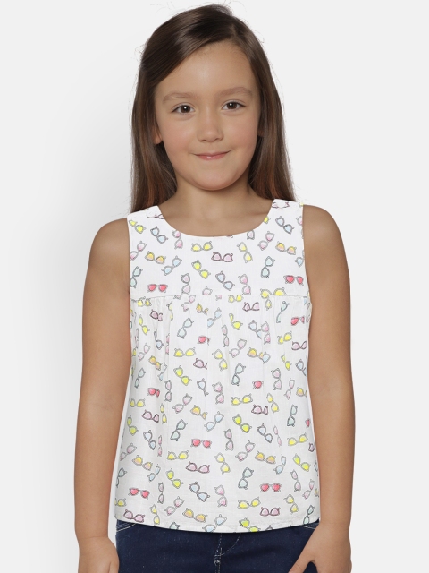 

GAP Girls Checkered Flutter Sleeve Top, Off white