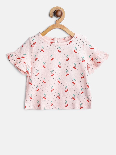 

GAP Baby Girl Graphic Ruffle Pure Cotton T-shirt, Peach