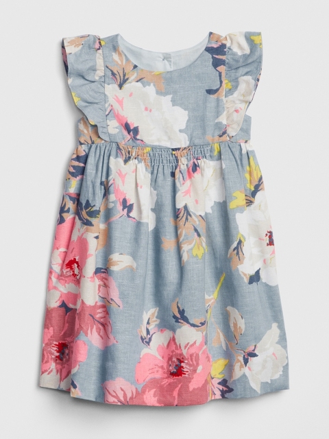 

GAP Girl Blue & Pink Print Flutter Sleeve Dress