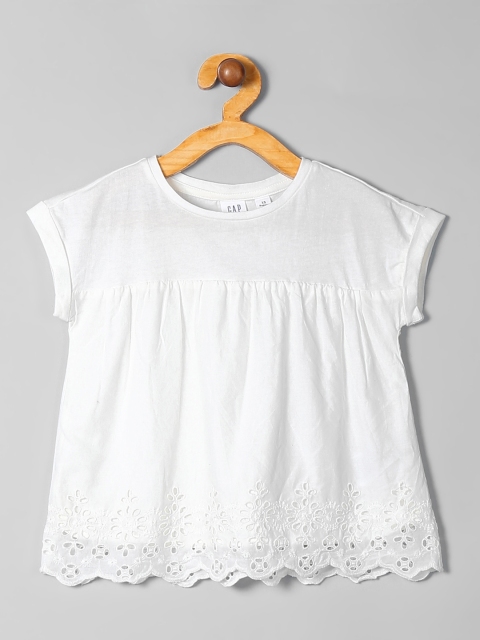 

GAP Girls Shirred-Yoke Short Sleeve T-shirt, White