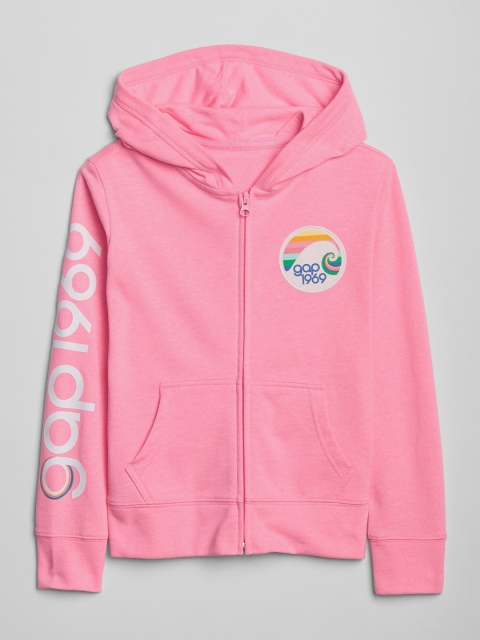 

GAP Girls Pink Solid Logo Hoodie Sweatshirt