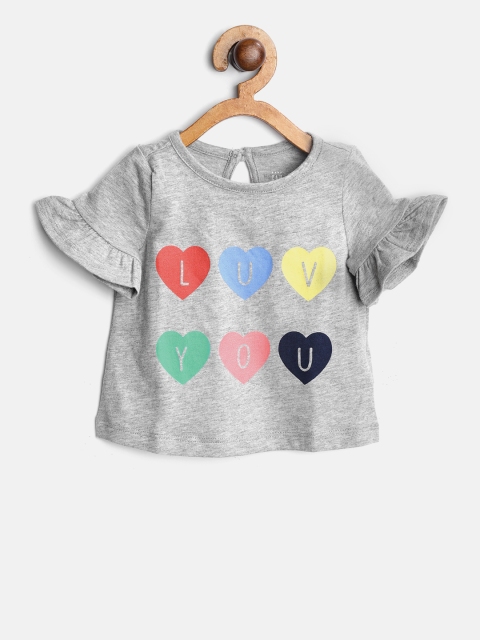 

GAP Baby Girl Graphic Ruffle T-shirt, Grey melange