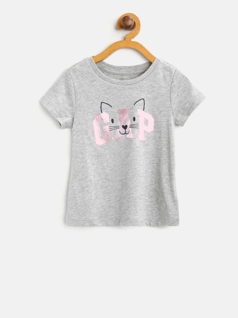 

GAP Girl's Logo Short Sleeve T-Shirt, Grey melange