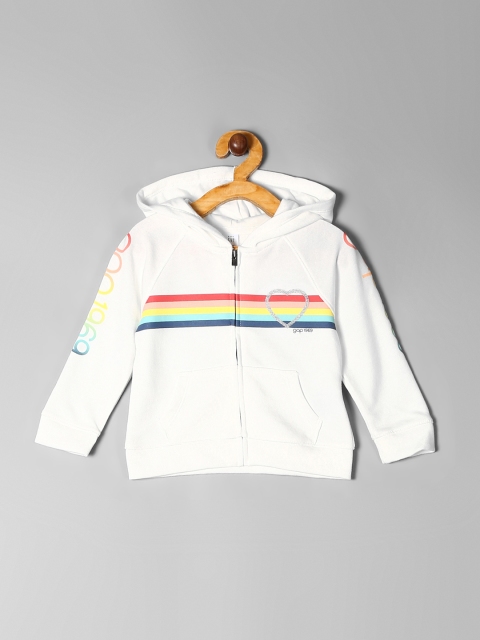 

GAP Girl Rainbow Stripe Logo Hoodie Sweatshirt, Off white