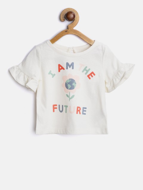

GAP Baby Girl Graphic Ruffle Pure Cotton T-shirt, Off white