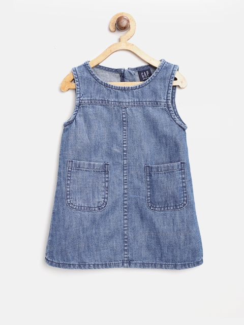 

GAP Girl Denim Jumper with Front Pocket, Blue