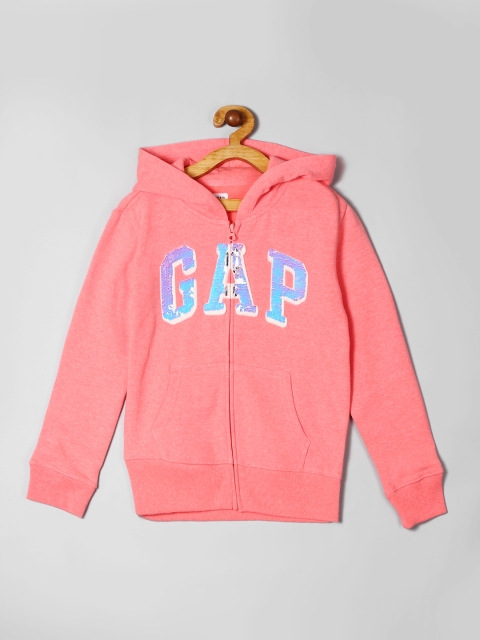 

GAP Girls Pink & Blue Embellished Hooded Sweatshirt