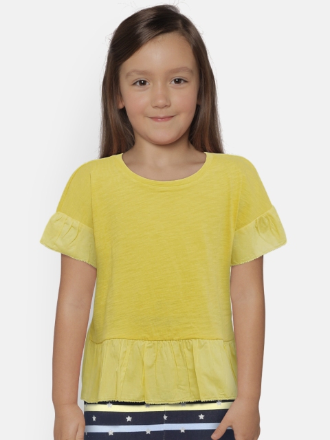 

GAP Girls Pleated Short Sleeve Pure Cotton T-shirt, Yellow