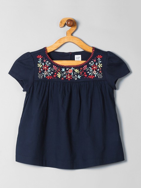 

GAP Girls Shirred-Yoke Short Sleeve T-Shirt, Navy blue