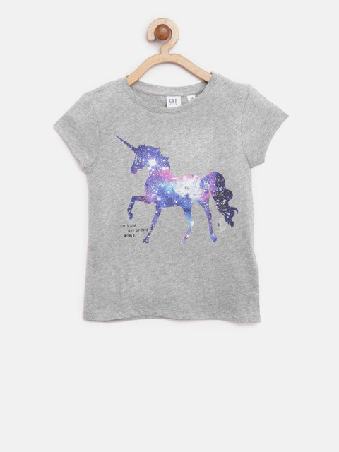 

GAP Girls Graphic Short Sleeve T-shirt, Grey melange