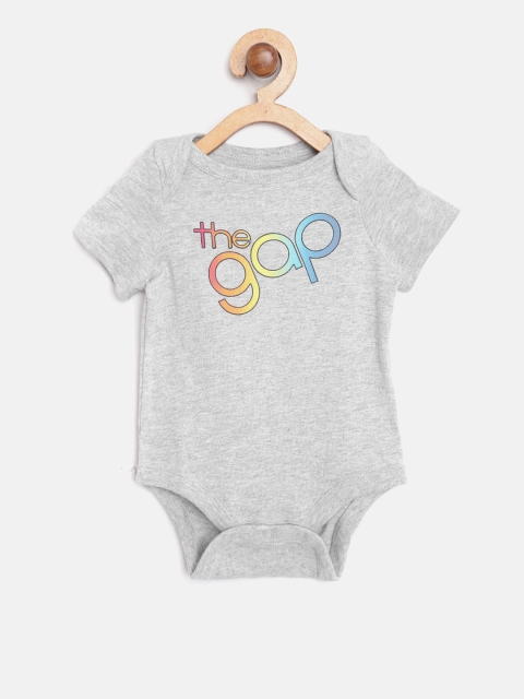 

GAP Baby Boy Logo Graphic Short Sleeve Bodysuit, Grey melange