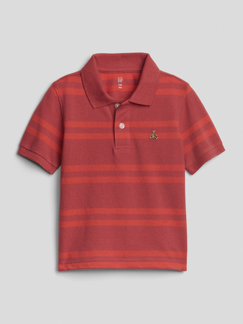 

GAP Boys Red Striped Polo Collar T-shirt