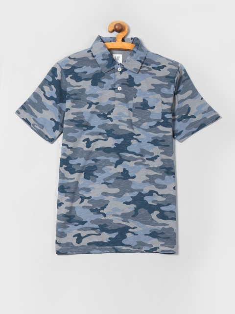 

GAP Boys Blue Camo Textured Short Sleeve Shirt