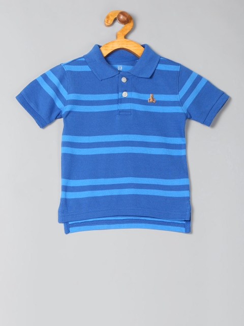 

GAP Boys Blue Striped Polo Collar T-shirt