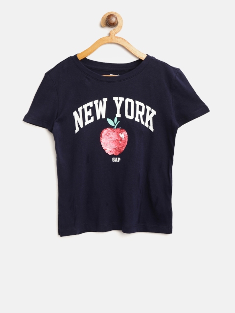 

GAP Girl's Flippy Sequin Graphic T-Shirt, Navy blue