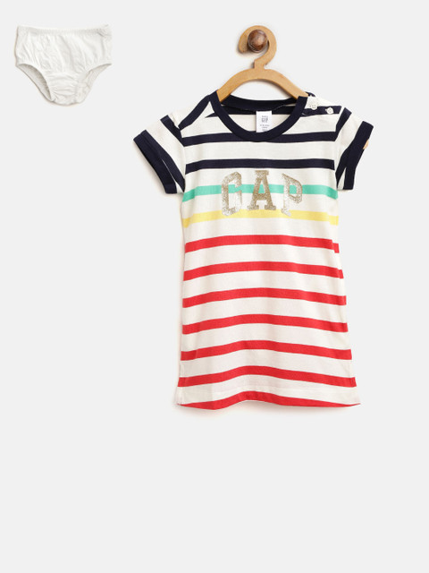 

GAP Girl Logo Stripe Dress, Red