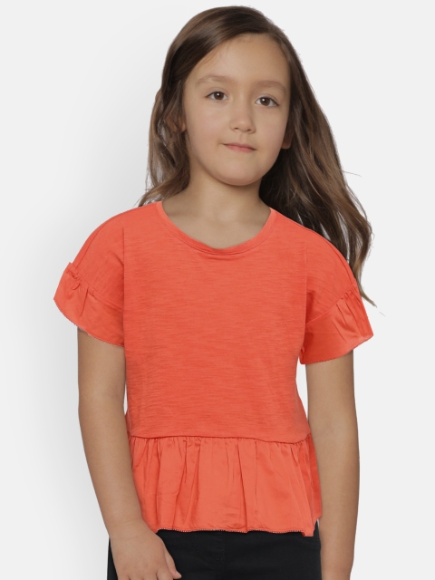 

GAP Girls Pleated Short Sleeve Pure Cotton T-shirt, Coral