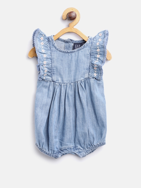 

GAP Baby Girl Clip Dot Ruffle Shorty One-Piece, Blue