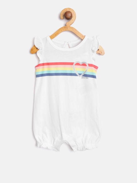 

GAP Baby Girl Rainbow Ruffle Shorty One-Piece, White