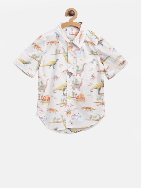

GAP Boy Dino Short Sleeve Shirt, Off white