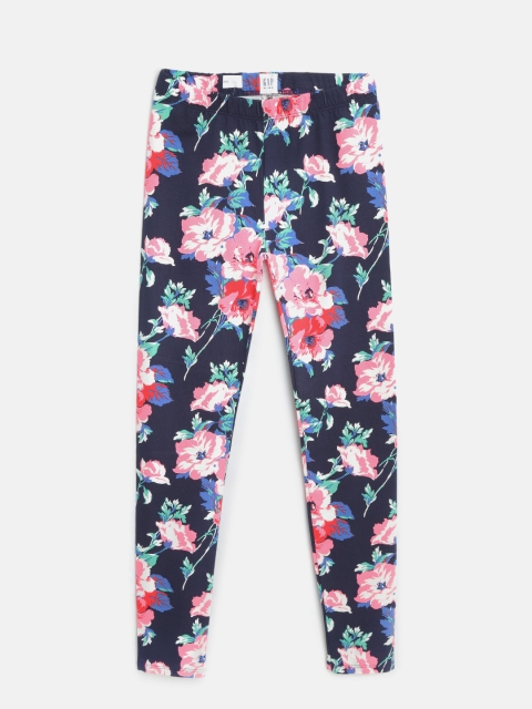 

GAP Girls' Print Leggings in Stretch Jersey, Navy blue
