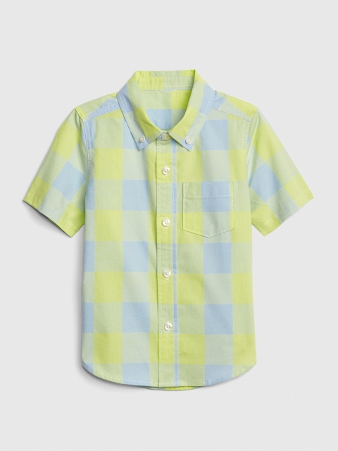 

GAP Boys Lime Green & Blue Plaid Short Sleeve Shirt