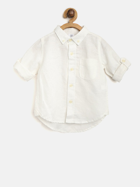 

GAP Boy Plaid Long Sleeve Shirt, White