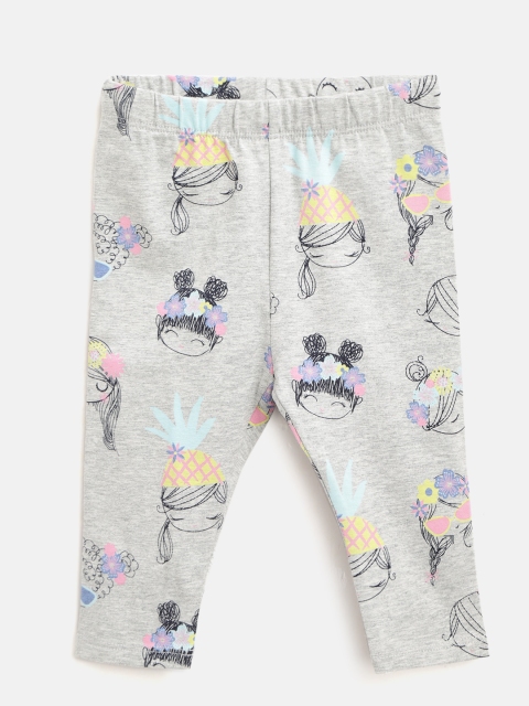 

GAP Girl Print Leggings in Stretch Jersey, Grey melange