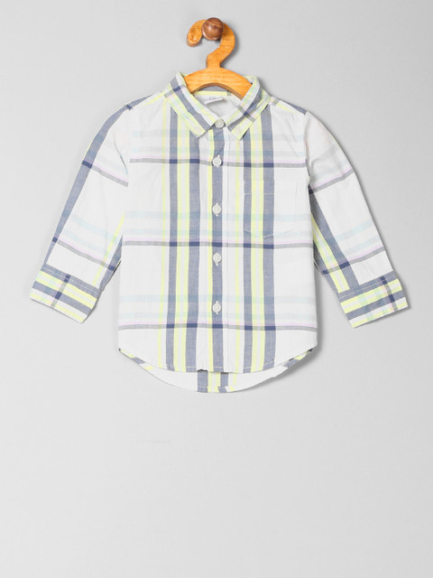 

GAP Baby Boy Plaid Long Sleeve Shirt, Off white