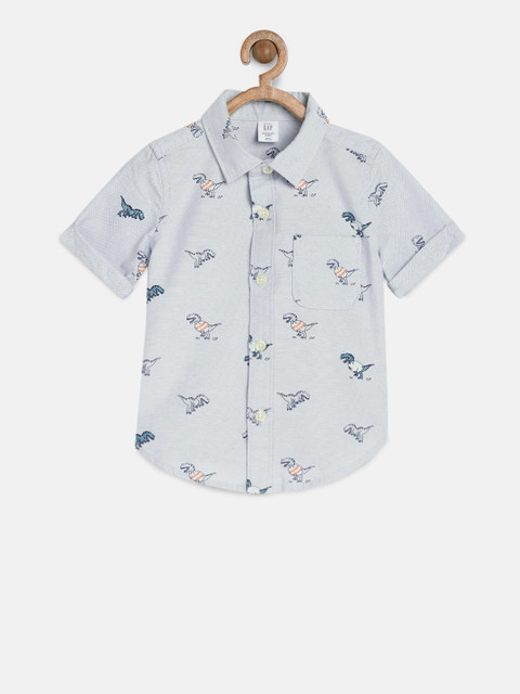

GAP Boy Poplin Print Short Sleeve Shirt, Blue
