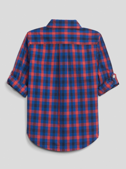 

GAP Boy Uniform Poplin Long Sleeve Shirt in Plaid, Blue