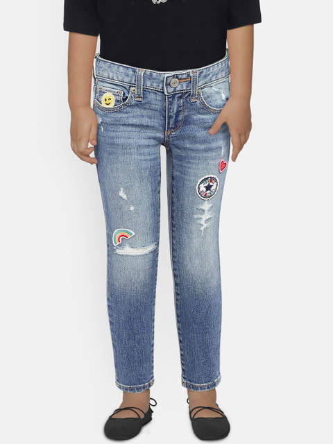 

GAP Girls Superdenim Embroidered Patch Super Skinny Jeans with Fantastiflex, Blue