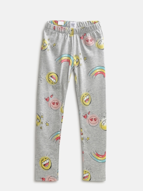

GAP Girls Print Leggings in Stretch Jersey, Grey melange