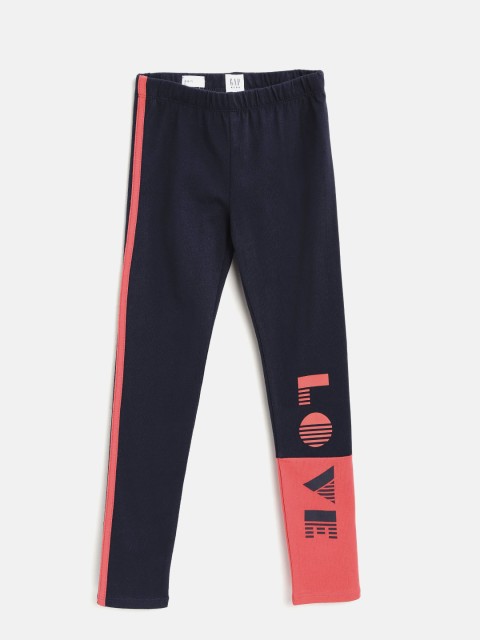 

GAP Girls Print Leggings in Stretch Jersey, Navy blue