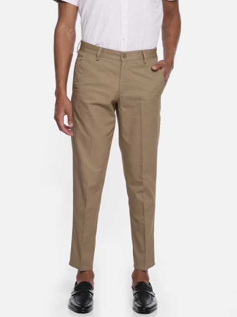 

Peter England Casuals Men Khaki Carrot Slim Fit Solid Chinos