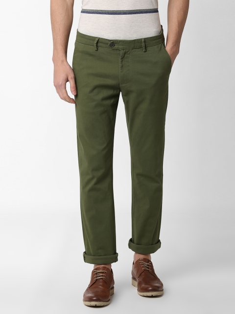 

Peter England Casuals Men Olive Green Slim Fit Solid Regular Trousers